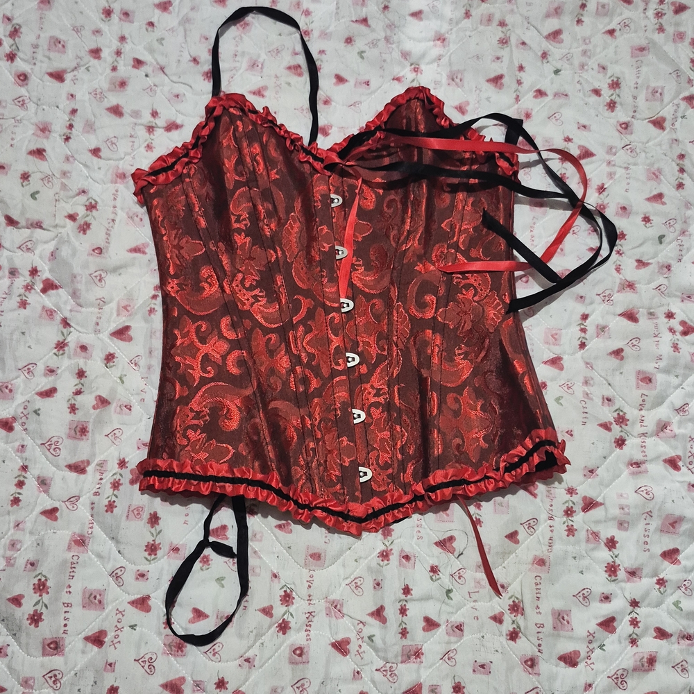 Red and Black Corset Top
